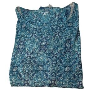 Kim Rogers Pullover‎ Top Jeweled Front Blue Stretch Womens Double Extra Large